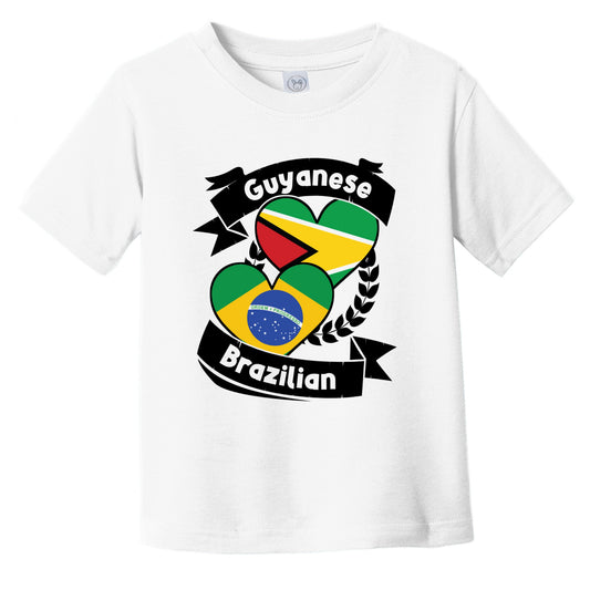 Guyanese Brazilian Heart Flags Guyana Brazil Infant Toddler T-Shirt