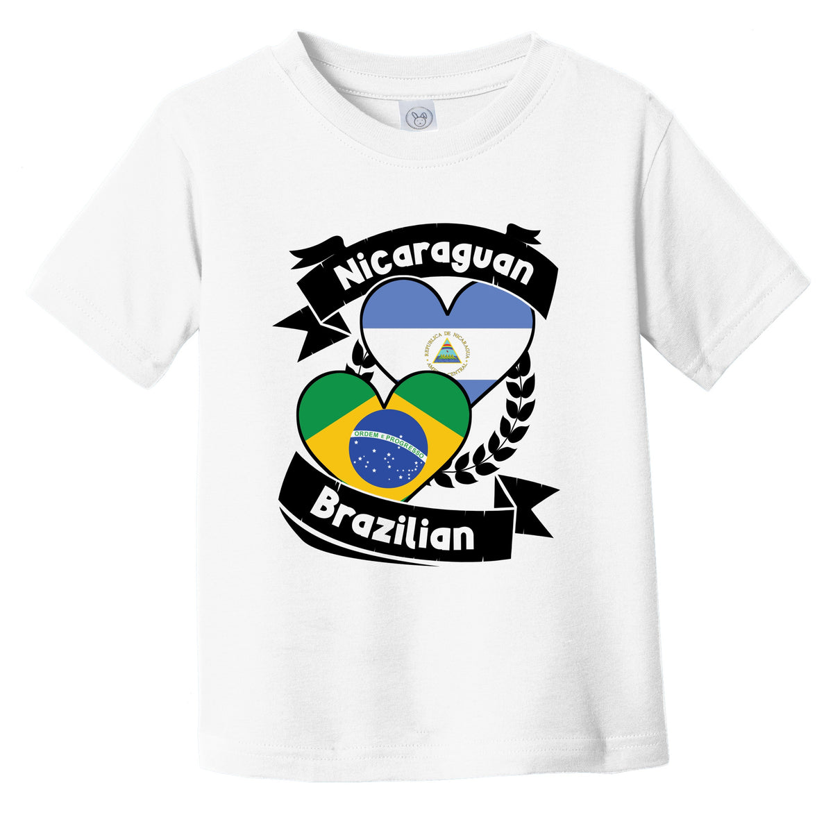 Nicaraguan Brazilian Heart Flags Nicaragua Brazil Infant Toddler T-Shirt