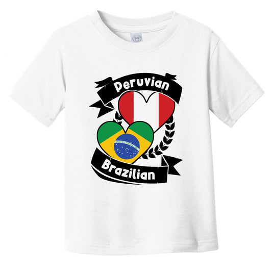 Peruvian Brazilian Heart Flags Peru Brazil Infant Toddler T-Shirt