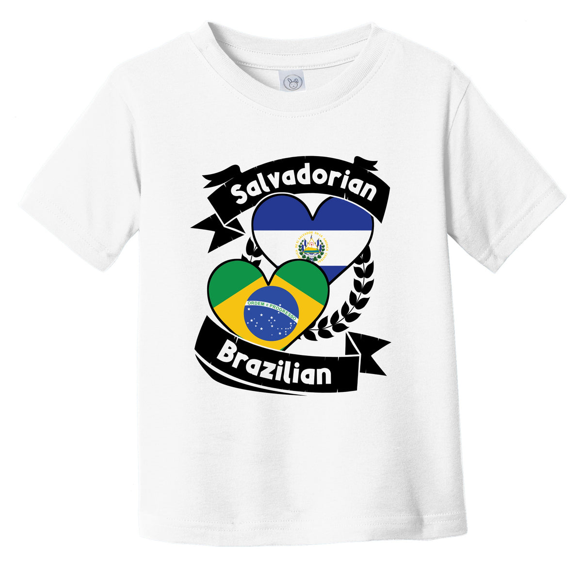 Salvadorian Brazilian Heart Flags El Salvador Brazil Infant Toddler T-Shirt