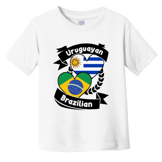 Uruguayan Brazilian Heart Flags Uruguay Brazil Infant Toddler T-Shirt