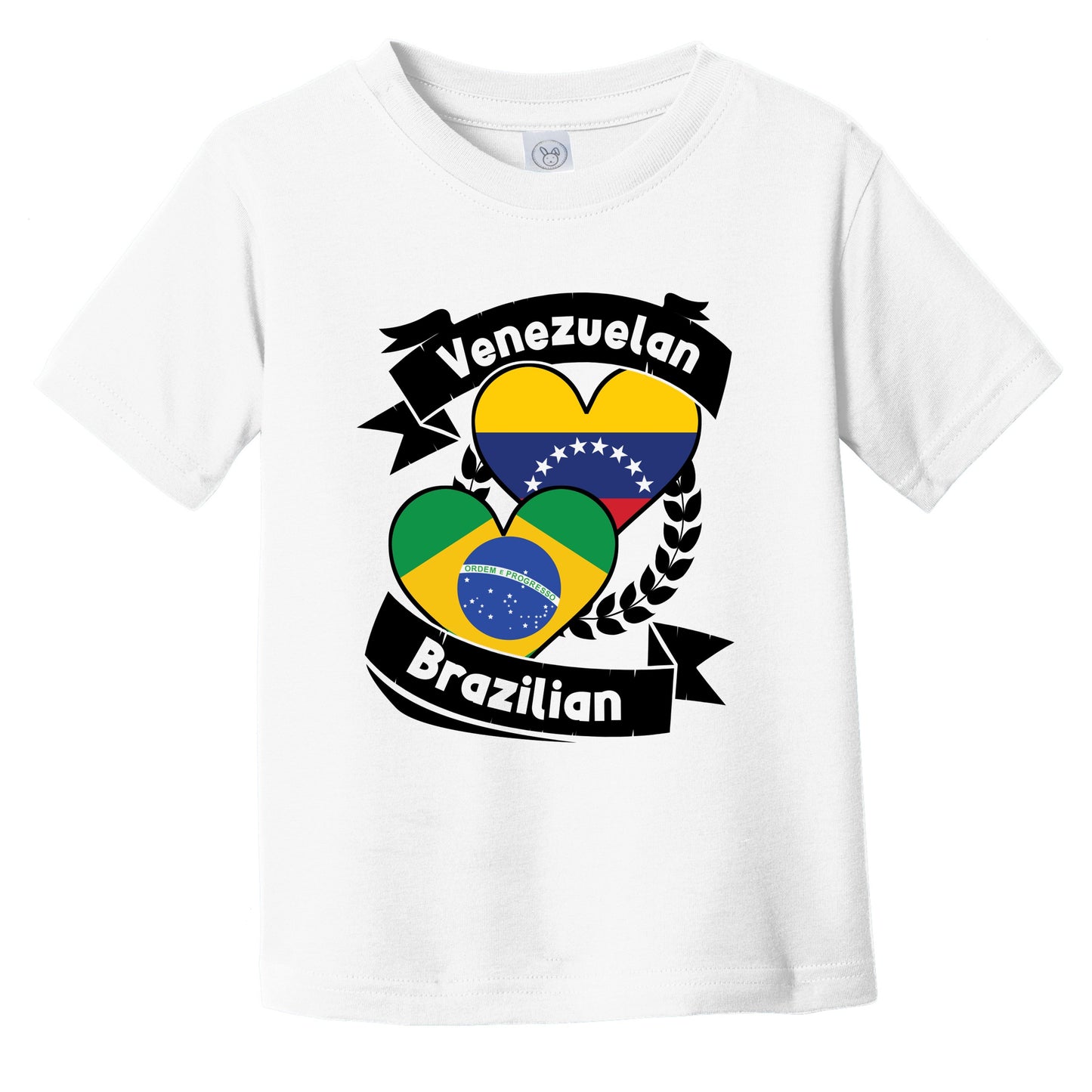 Venezuelan Brazilian Heart Flags Venezuela Brazil Infant Toddler T-Shirt