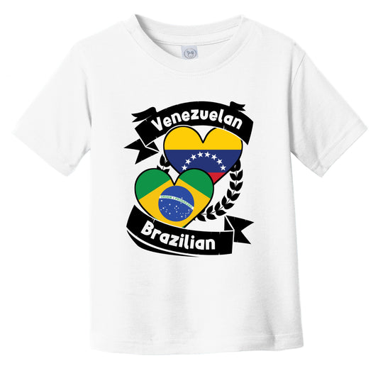 Venezuelan Brazilian Heart Flags Venezuela Brazil Infant Toddler T-Shirt