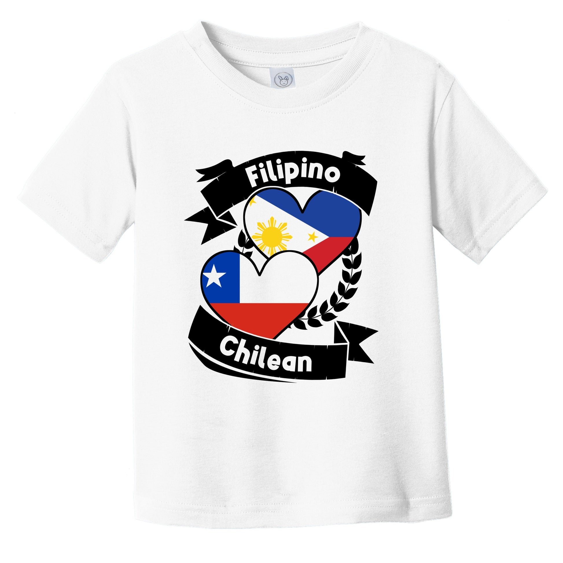 Filipino Chilean Heart Flags Philippines Chile Infant Toddler T-Shirt