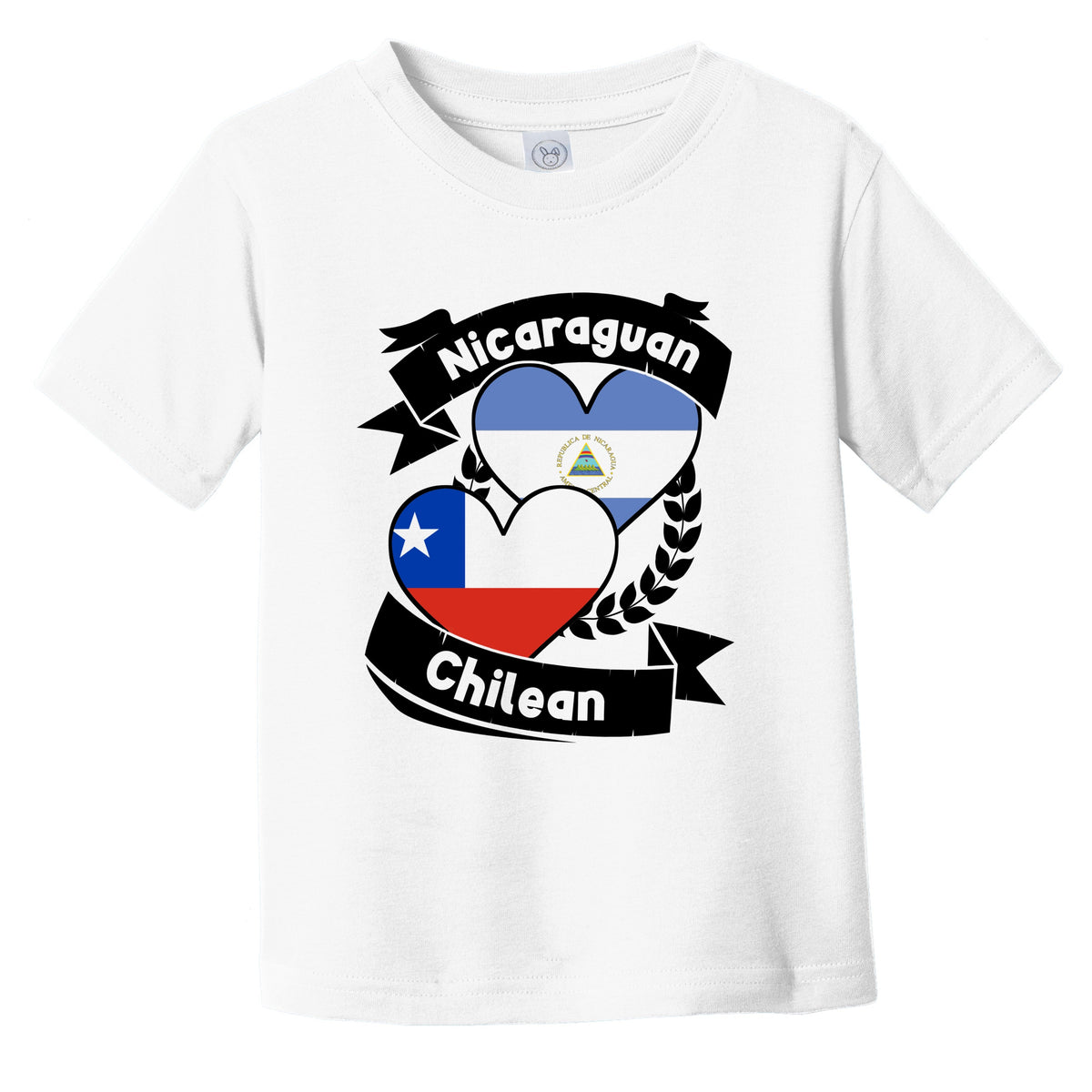 Nicaraguan Chilean Heart Flags Nicaragua Chile Infant Toddler T-Shirt