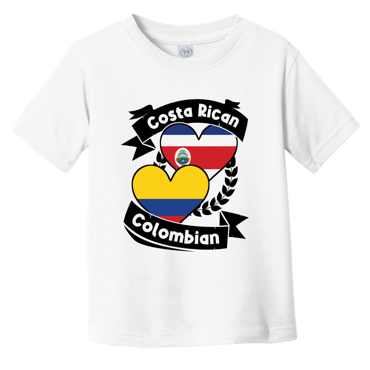 Costa Rican Colombian Heart Flags Costa Rica Colombia Infant Toddler T-Shirt
