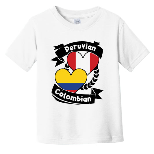 Peruvian Colombian Heart Flags Peru Colombia Infant Toddler T-Shirt