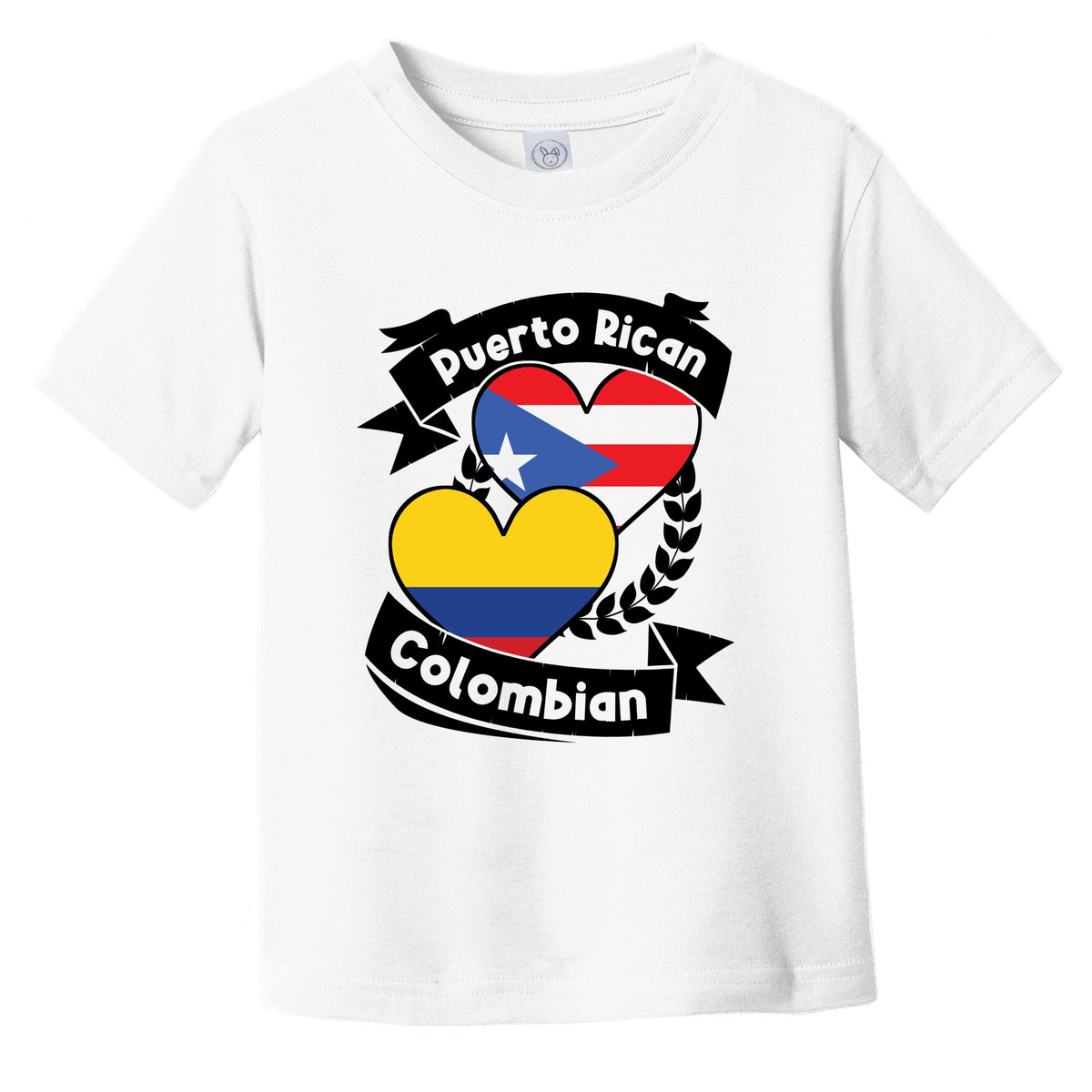 Puerto Rican Colombian Heart Flags Puerto Rico Colombia Infant Toddler T-Shirt