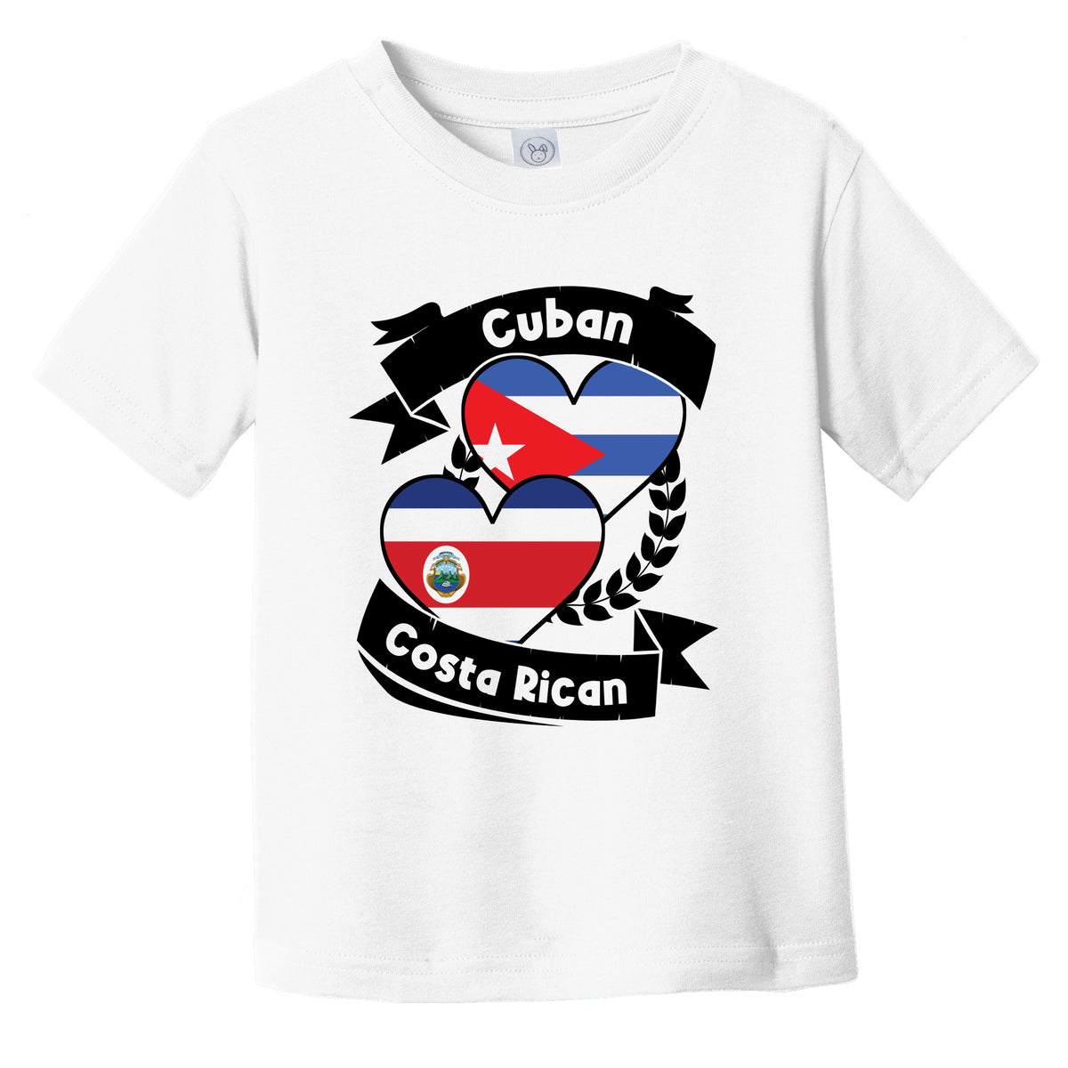 Cuban Costa Rican Heart Flags Cuba Costa Rica Infant Toddler T-Shirt