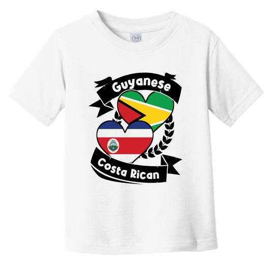 Guyanese Costa Rican Heart Flags Guyana Costa Rica Infant Toddler T-Shirt