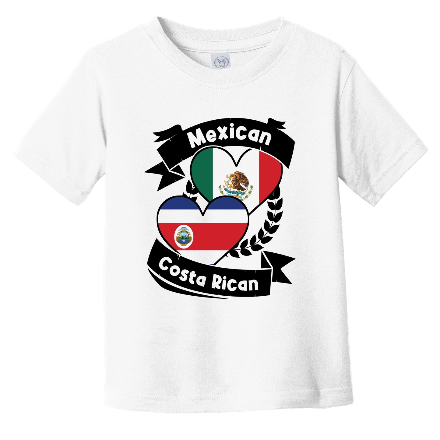 Mexican Costa Rican Heart Flags Mexico Costa Rica Infant Toddler T-Shirt