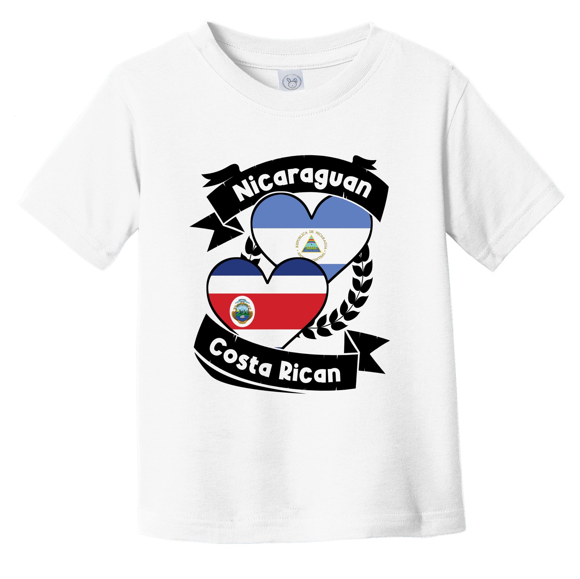 Nicaraguan Costa Rican Heart Flags Nicaragua Costa Rica Infant Toddler T-Shirt