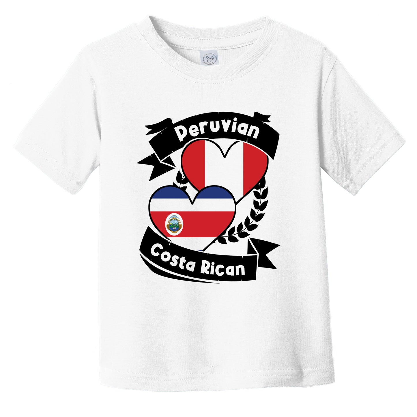 Peruvian Costa Rican Heart Flags Peru Costa Rica Infant Toddler T-Shirt