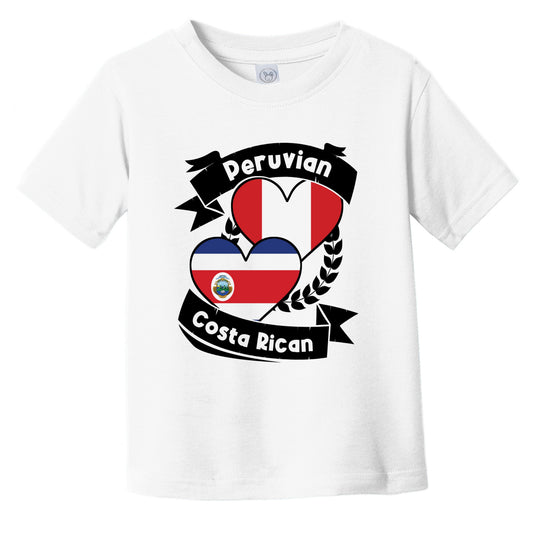 Peruvian Costa Rican Heart Flags Peru Costa Rica Infant Toddler T-Shirt