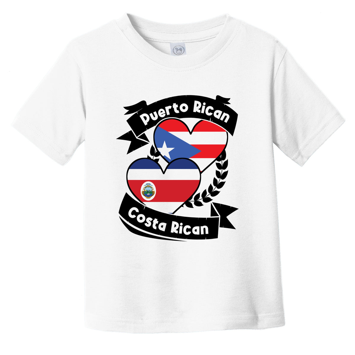 Puerto Rican Costa Rican Heart Flags Puerto Rico Costa Rica Infant Toddler T-Shirt