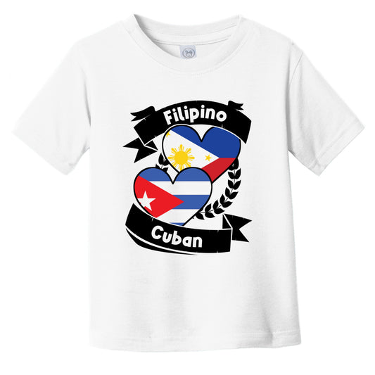 Filipino Cuban Heart Flags Philippines Cuba Infant Toddler T-Shirt