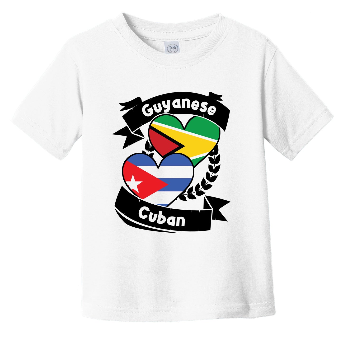 Guyanese Cuban Heart Flags Guyana Cuba Infant Toddler T-Shirt