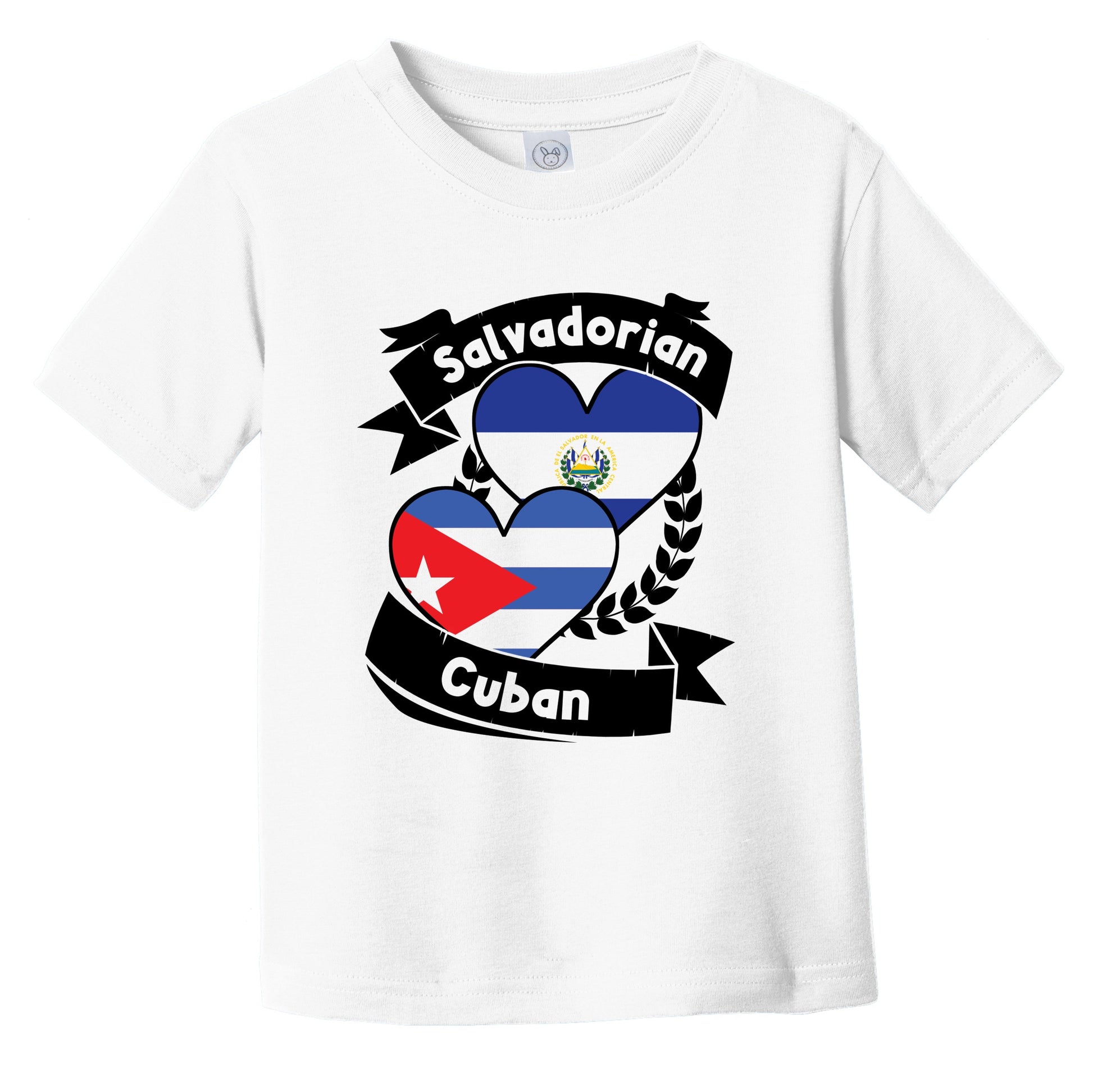 Salvadorian Cuban Heart Flags El Salvador Cuba Infant Toddler T-Shirt