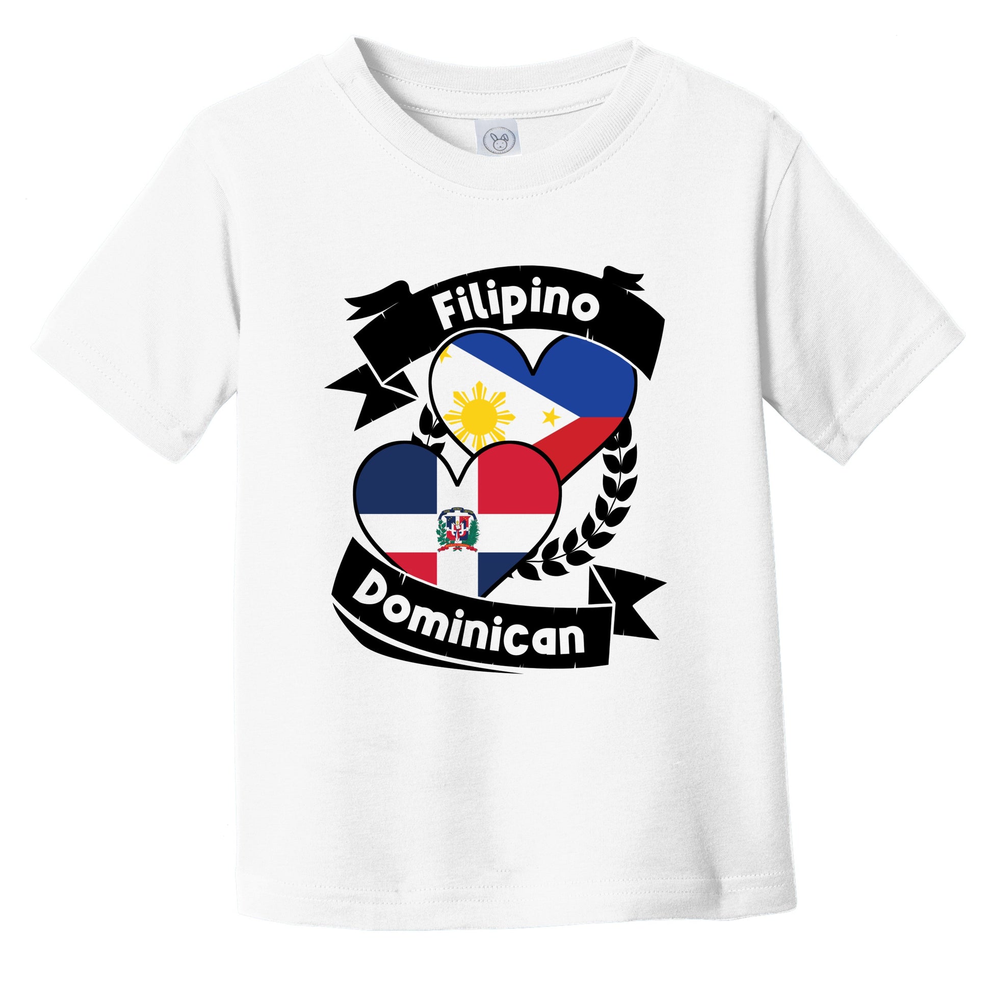 Filipino Dominican Heart Flags Philippines Dominican Republic Infant Toddler T-Shirt