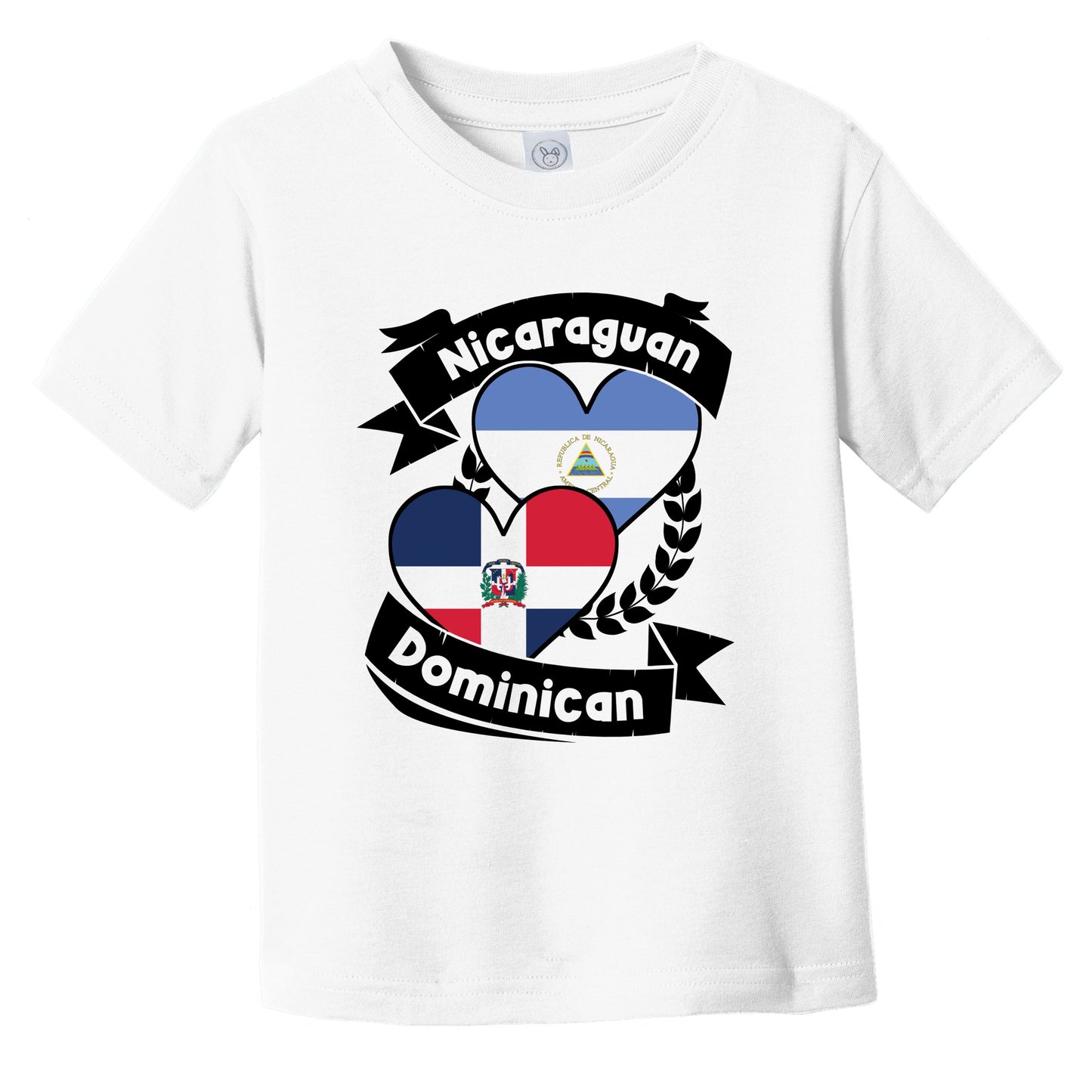 Nicaraguan Dominican Heart Flags Nicaragua Dominican Republic Infant Toddler T-Shirt