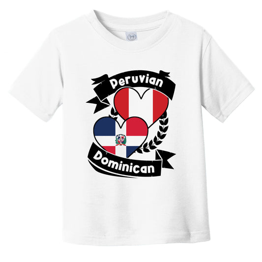 Peruvian Dominican Heart Flags Peru Dominican Republic Infant Toddler T-Shirt