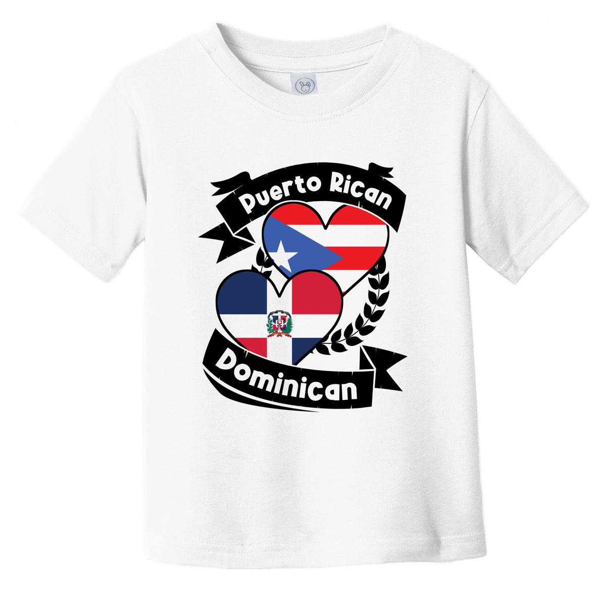 Puerto Rican Dominican Heart Flags Puerto Rico Dominican Republic Infant Toddler T-Shirt