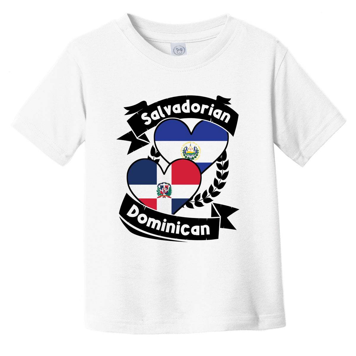 Salvadorian Dominican Heart Flags El Salvador Dominican Republic Infant Toddler T-Shirt