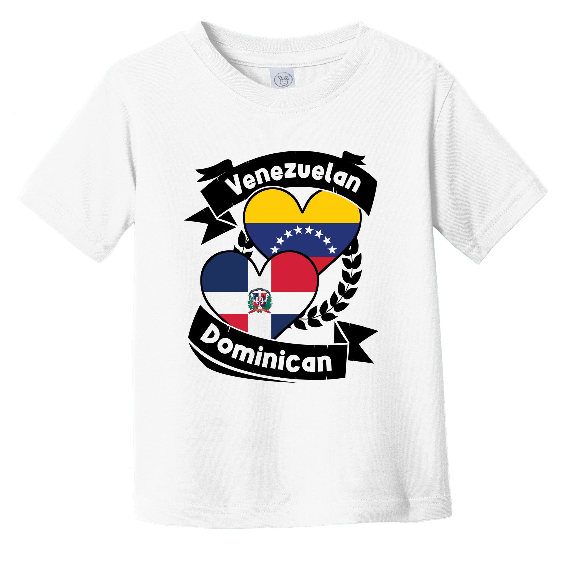 Venezuelan Dominican Heart Flags Venezuela Dominican Republic Infant Toddler T-Shirt