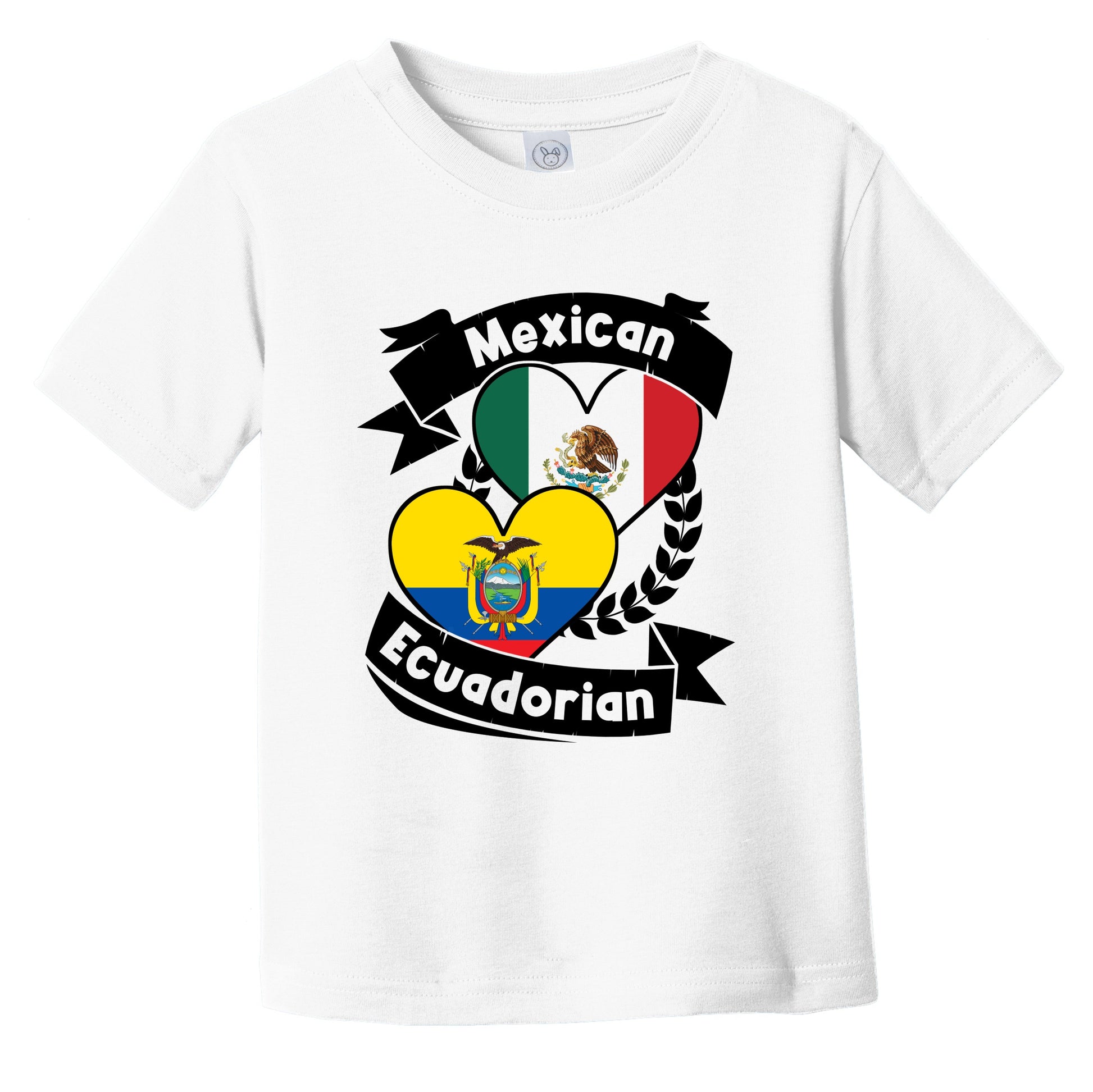 Mexican Ecuadorian Heart Flags Mexico Ecuador Infant Toddler T-Shirt