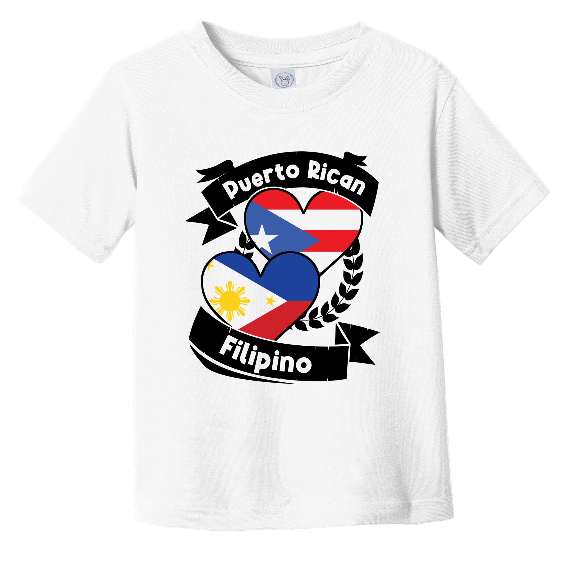Puerto Rican Filipino Heart Flags Puerto Rico Philippines Infant Toddler T-Shirt
