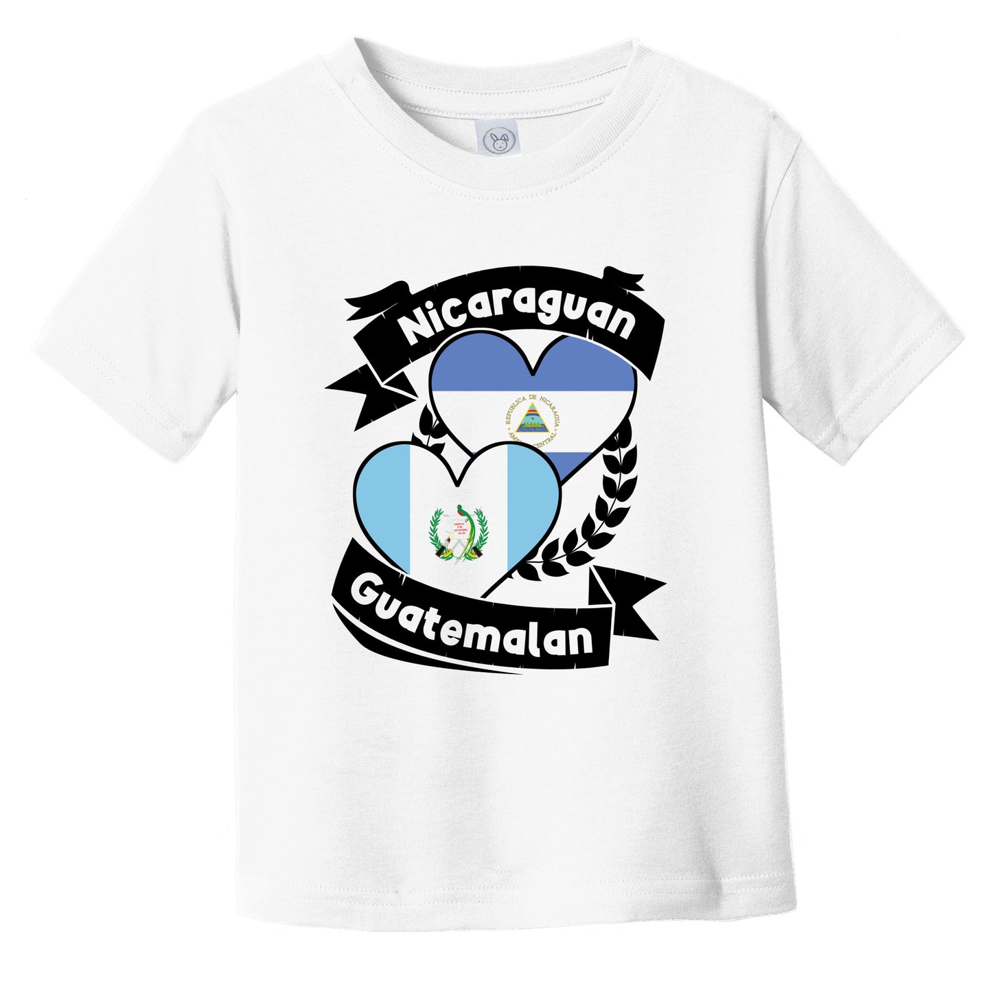 Nicaraguan Guatemalan Heart Flags Nicaragua Guatemala Infant Toddler T-Shirt