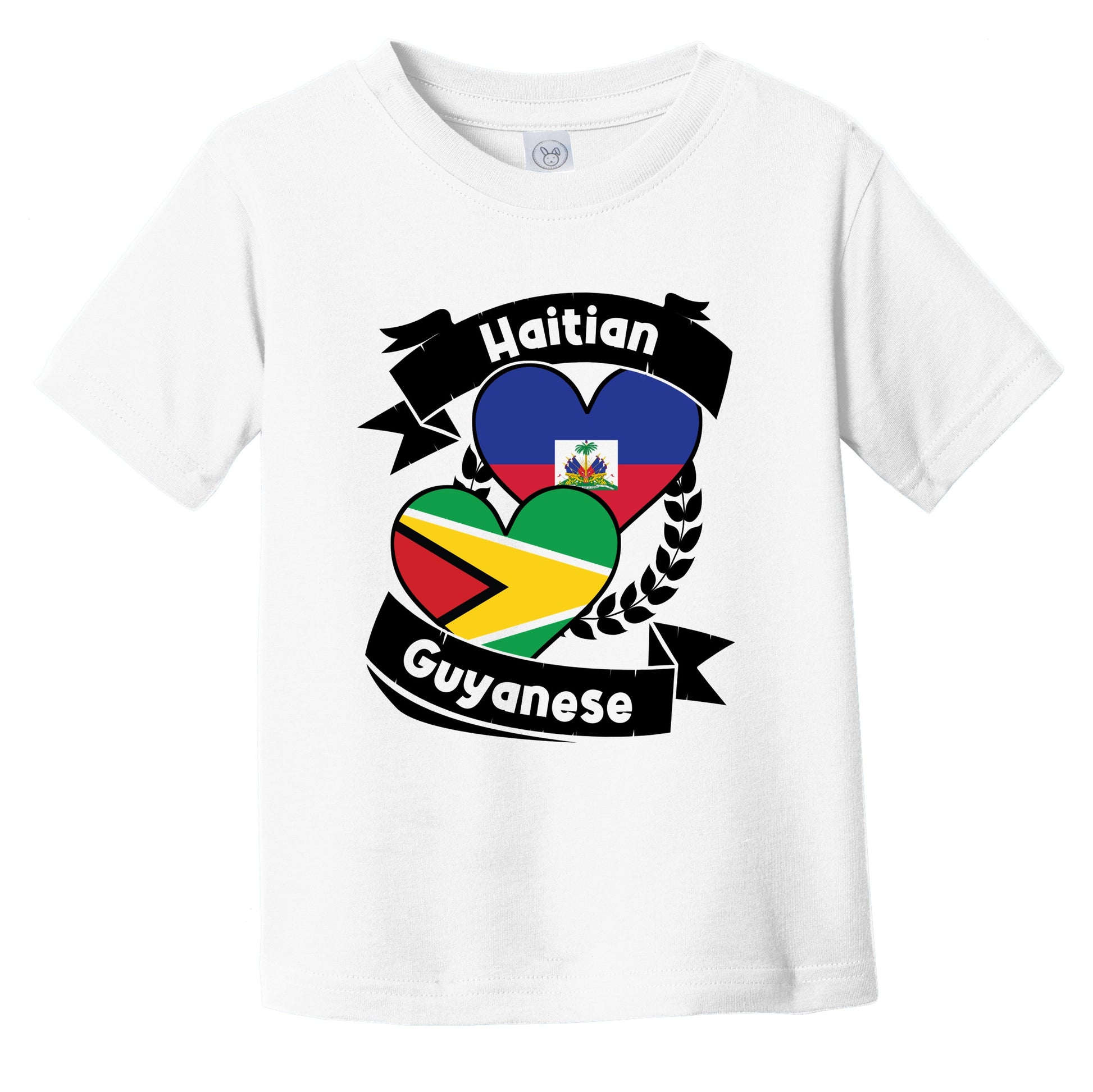 Haitian Guyanese Heart Flags Haiti Guyana Infant Toddler T-Shirt