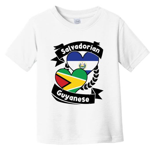 Salvadorian Guyanese Heart Flags El Salvador Guyana Infant Toddler T-Shirt