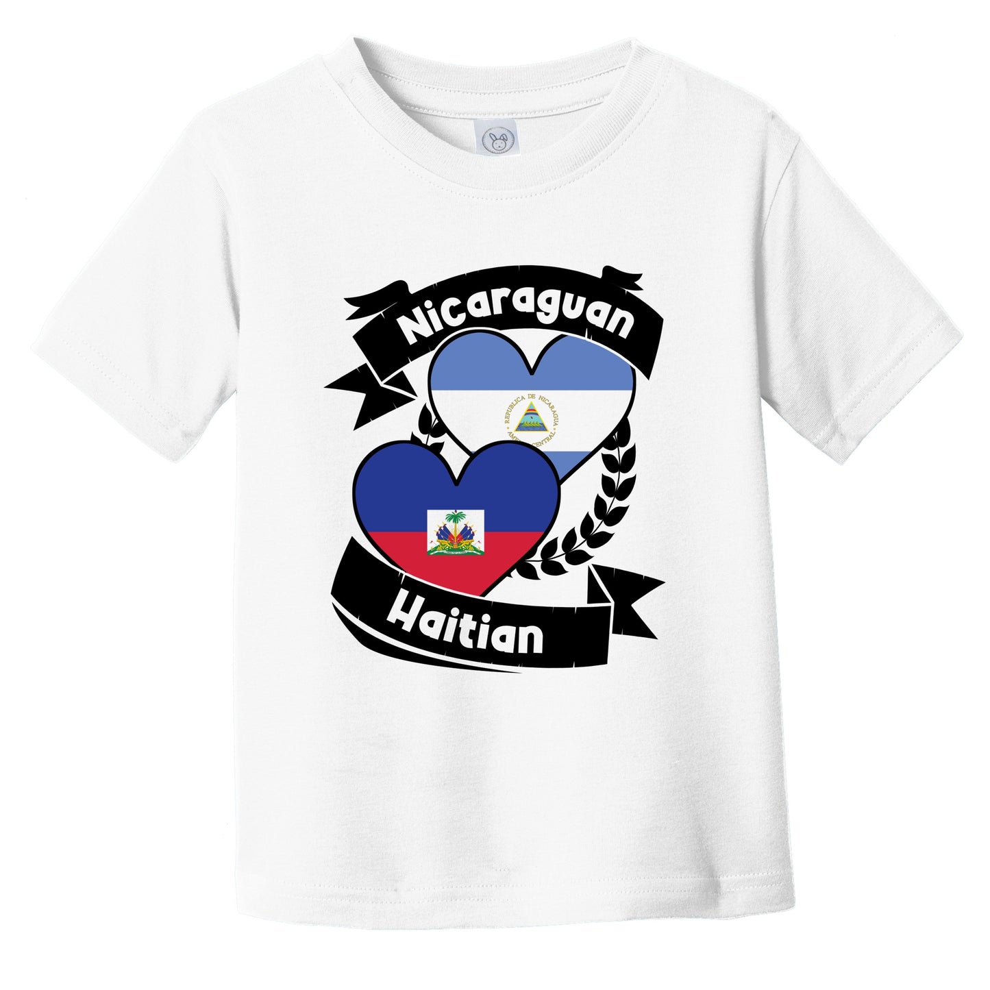 Nicaraguan Haitian Heart Flags Nicaragua Haiti Infant Toddler T-Shirt