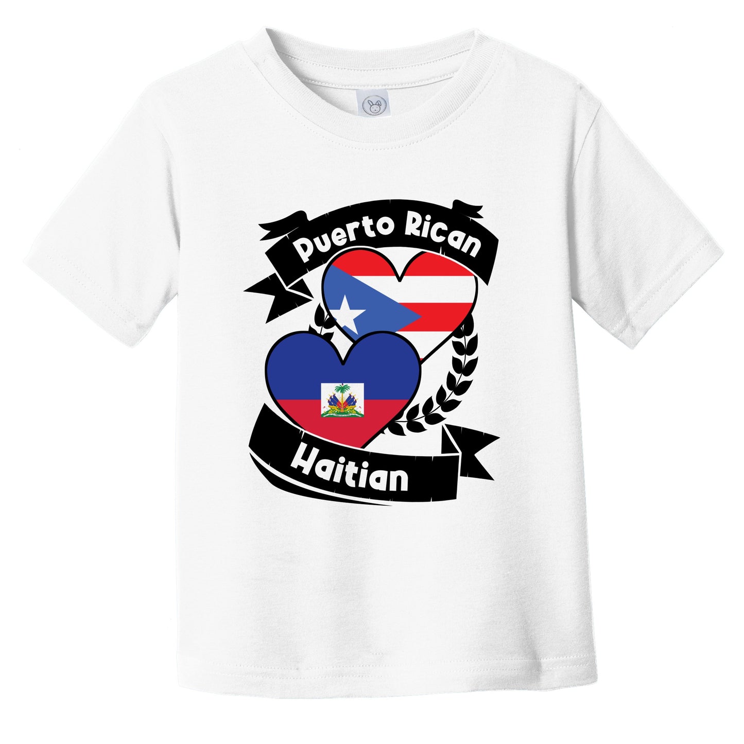 Puerto Rican Haitian Heart Flags Puerto Rico Haiti Infant Toddler T-Shirt