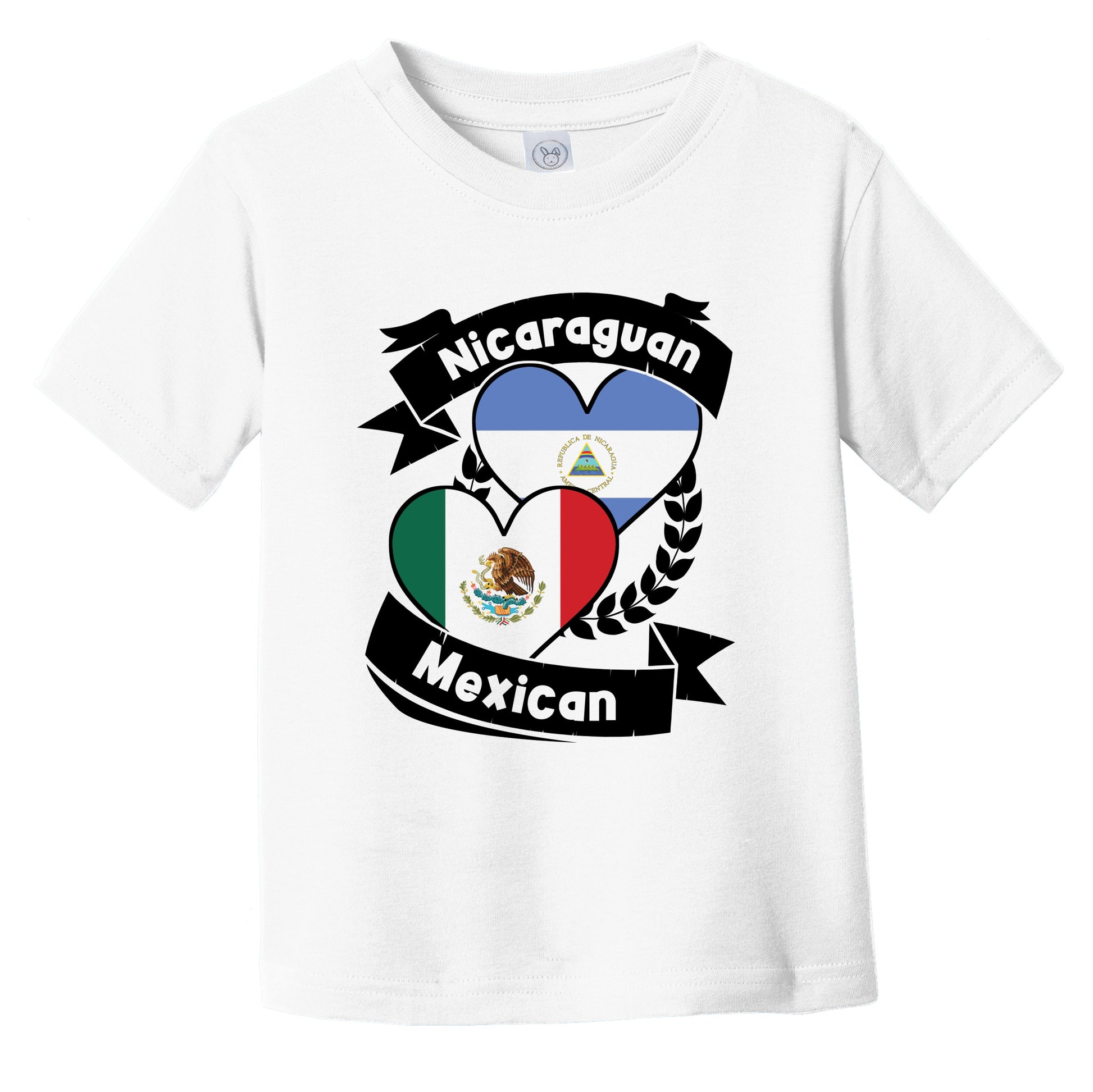 Nicaraguan Mexican Heart Flags Nicaragua Mexico Infant Toddler T-Shirt