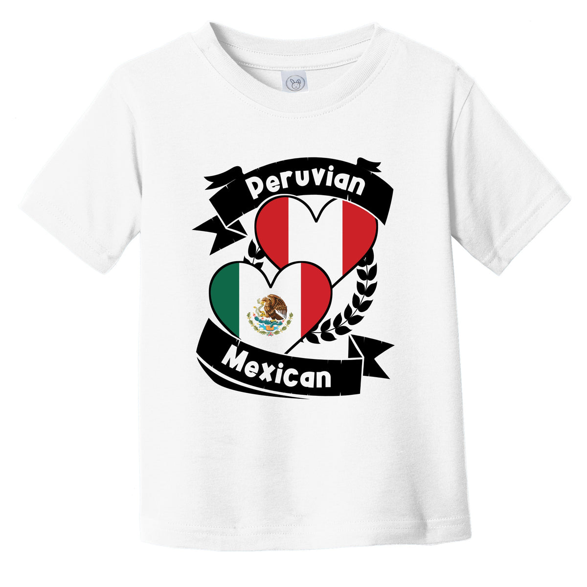 Peruvian Mexican Heart Flags Peru Mexico Infant Toddler T-Shirt