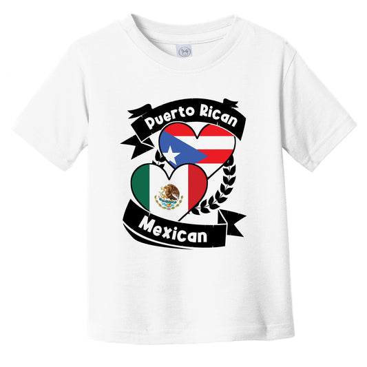 Puerto Rican Mexican Heart Flags Puerto Rico Mexico Infant Toddler T-Shirt