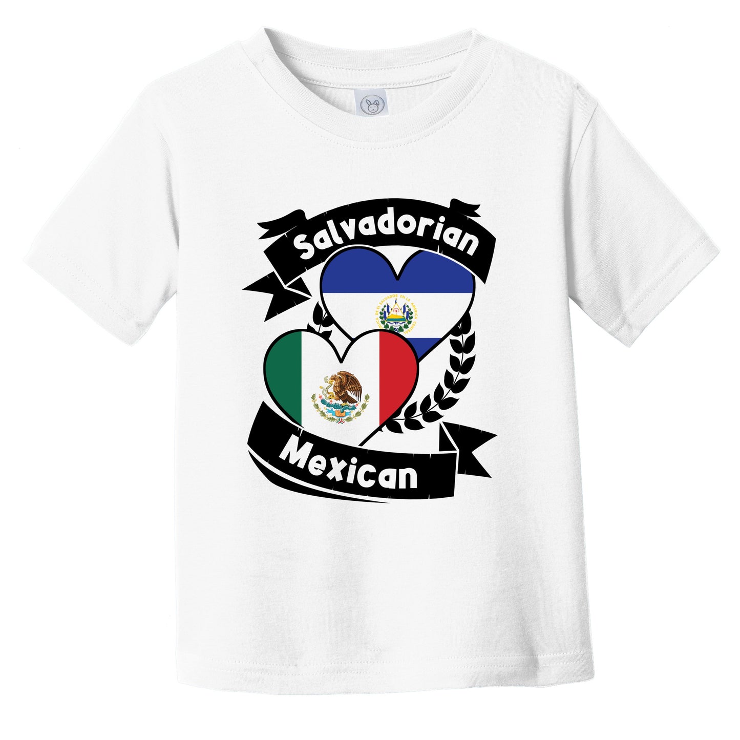 Salvadorian Mexican Heart Flags El Salvador Mexico Infant Toddler T-Shirt