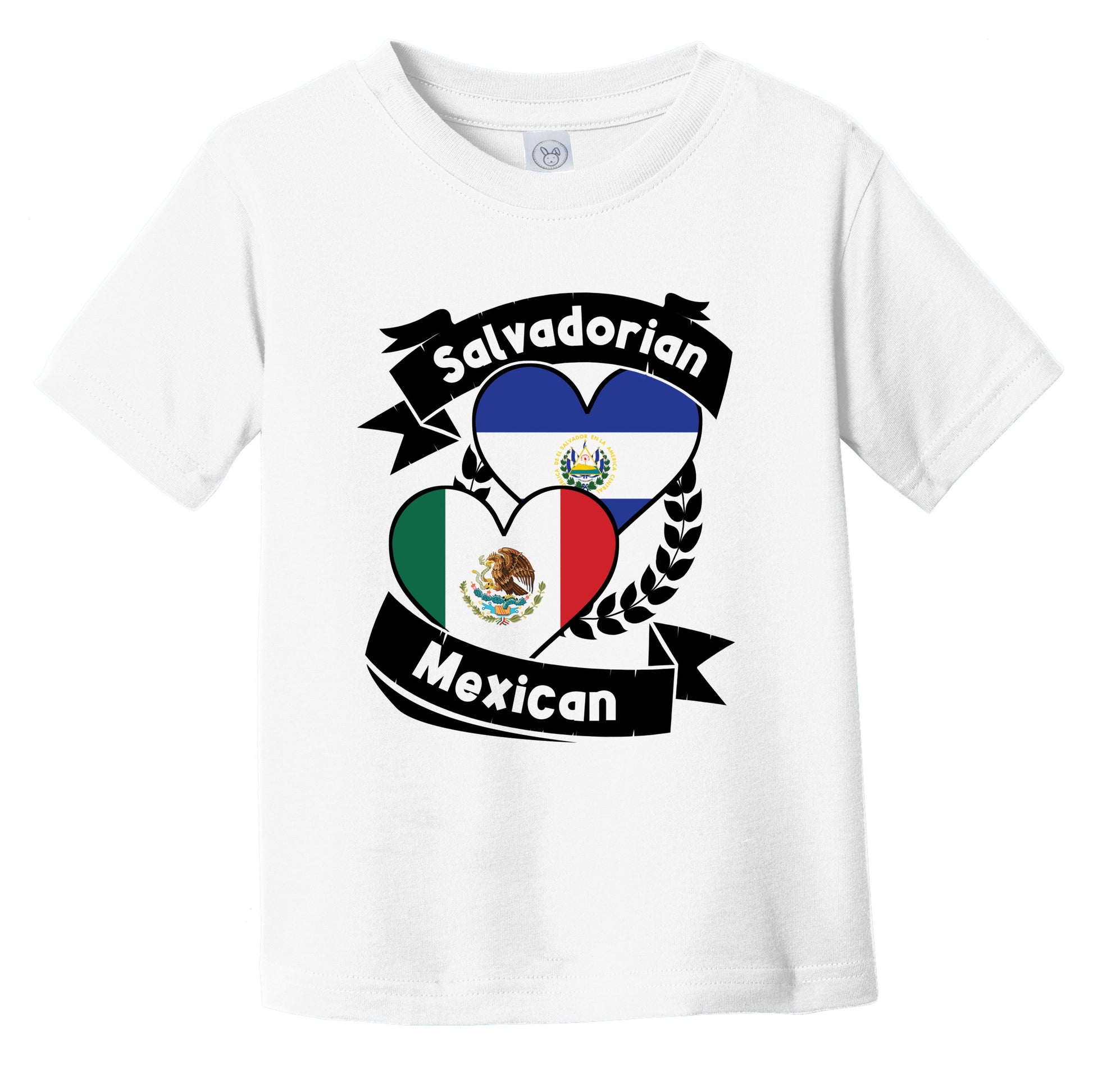 Salvadorian Mexican Heart Flags El Salvador Mexico Infant Toddler T-Shirt