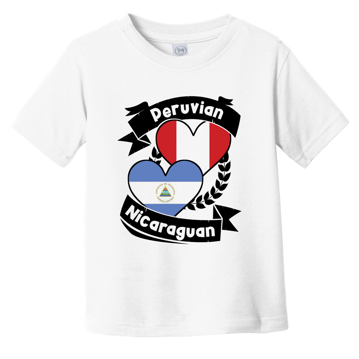 Peruvian Nicaraguan Heart Flags Peru Nicaragua Infant Toddler T-Shirt