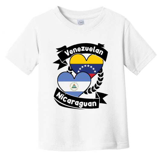 Venezuelan Nicaraguan Heart Flags Venezuela Nicaragua Infant Toddler T-Shirt