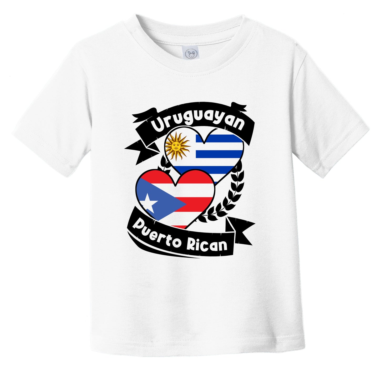 Uruguayan Puerto Rican Heart Flags Uruguay Puerto Rico Infant Toddler T-Shirt