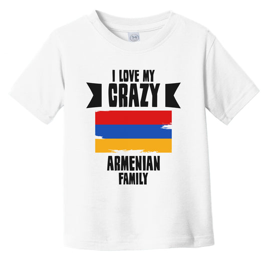 I Love My Crazy Armenian Family Funny Armenia Flag Infant Toddler T-Shirt