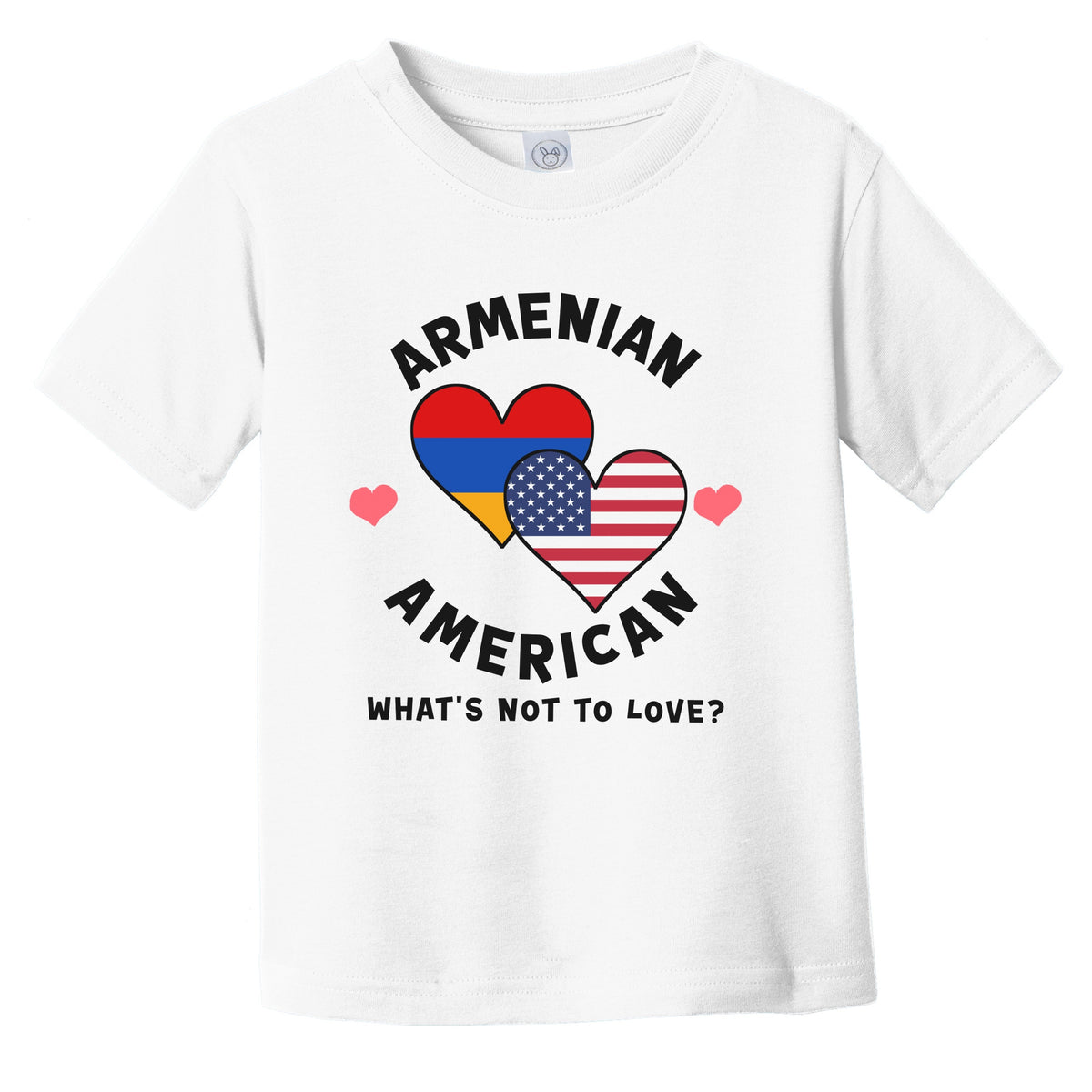 Armenian American What's Not To Love Heart Flags Infant Toddler T-Shirt