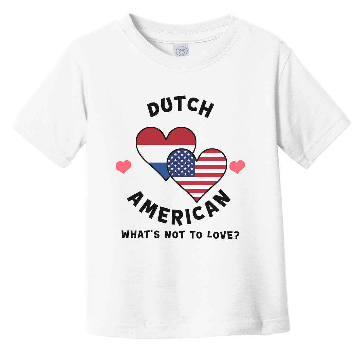 Dutch American What's Not To Love Heart Flags Infant Toddler T-Shirt