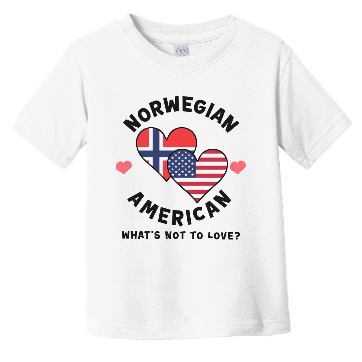 Norwegian American What's Not To Love Heart Flags Infant Toddler T-Shirt