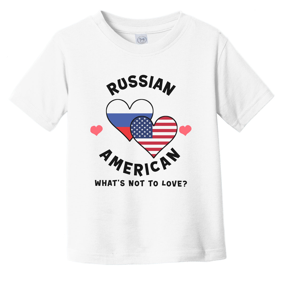 Russian American What's Not To Love Heart Flags Infant Toddler T-Shirt