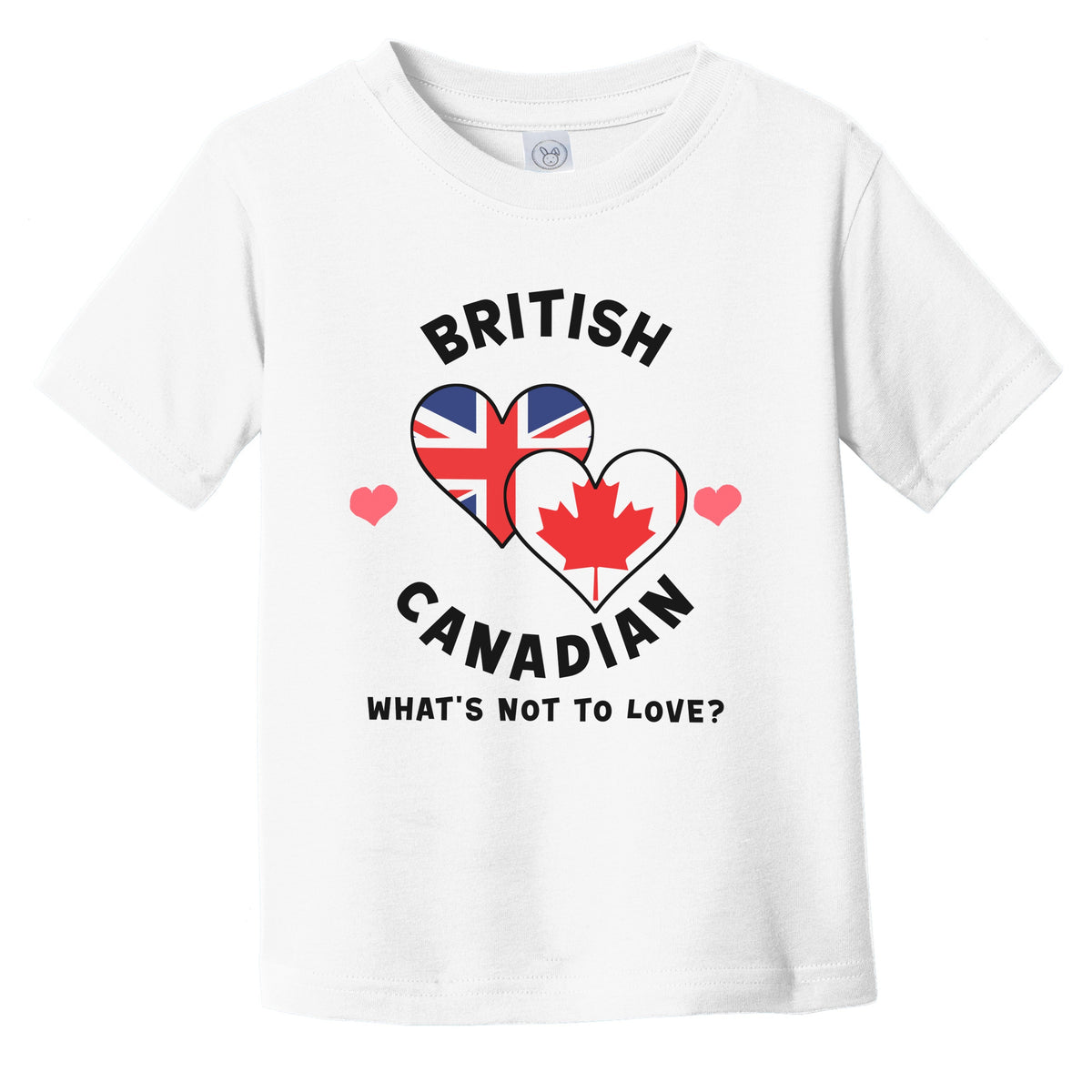 British Canadian What's Not To Love Heart Flags Infant Toddler T-Shirt