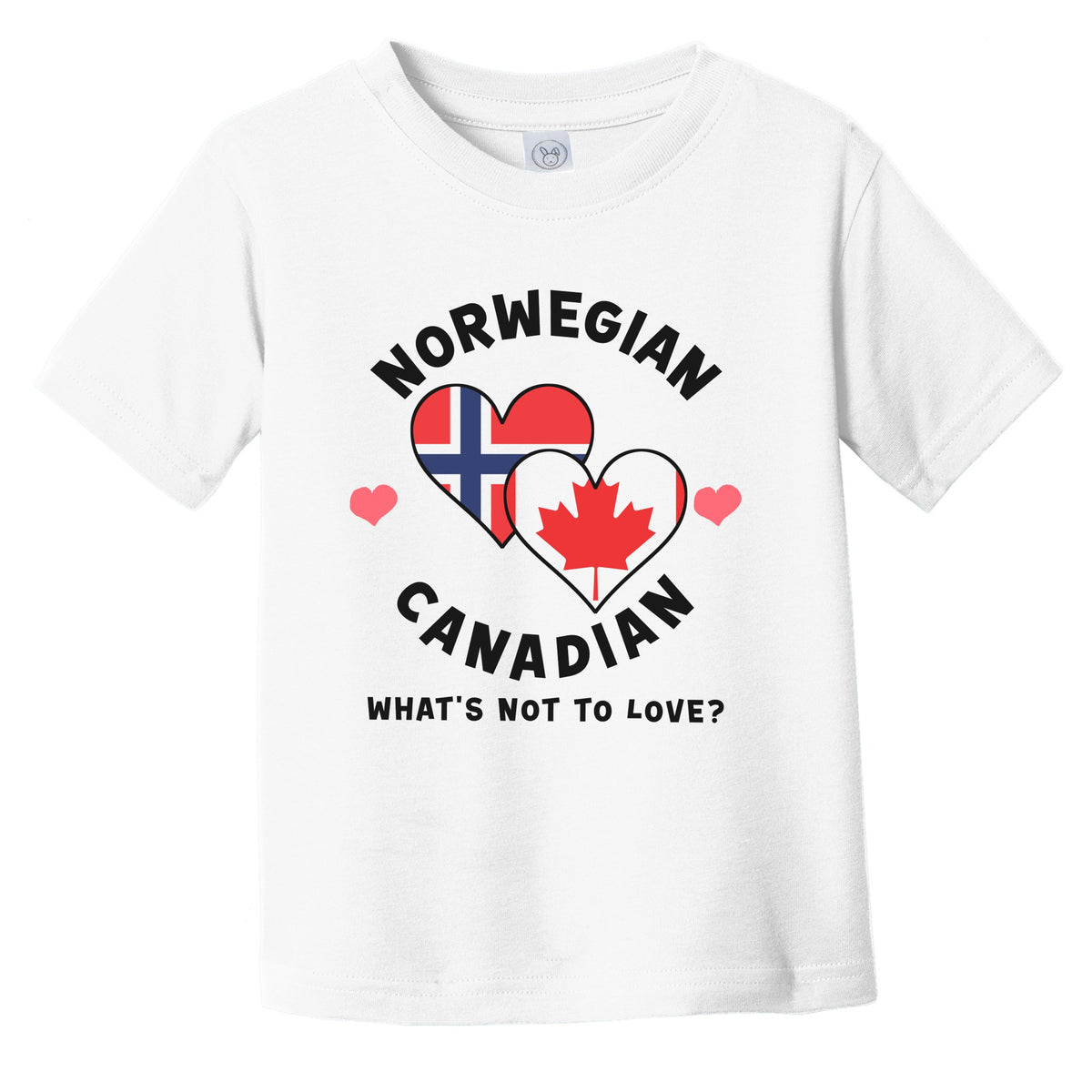 Norwegian Canadian What's Not To Love Heart Flags Infant Toddler T-Shirt